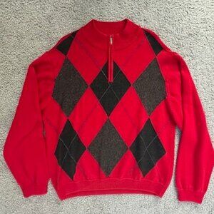 Alex Cannon - Vintage Argyle 1/4 Zip Merino Wool Blend Men's XXL Sweater - EUC